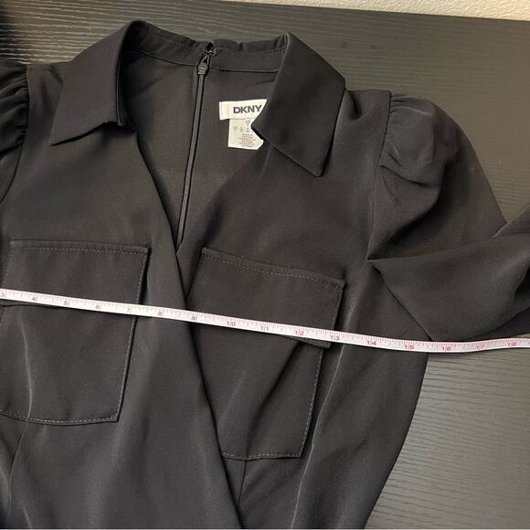 DKNY Women's Collared Tie-Waist Long-Sleeve Jumpsuit Black 2 NWT - Picture 15 of 16